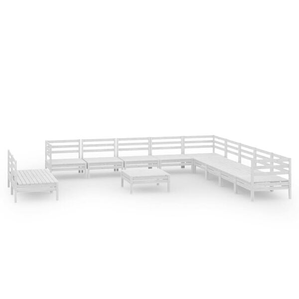 vidaXL Garden Lounge Set White Solid pinewood Large Modular