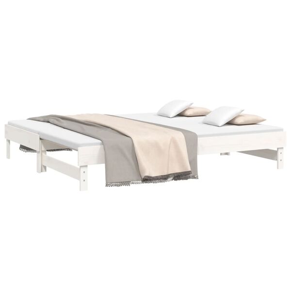vidaXL Day Bed White Solid pine wood Full Extendable Day Bed