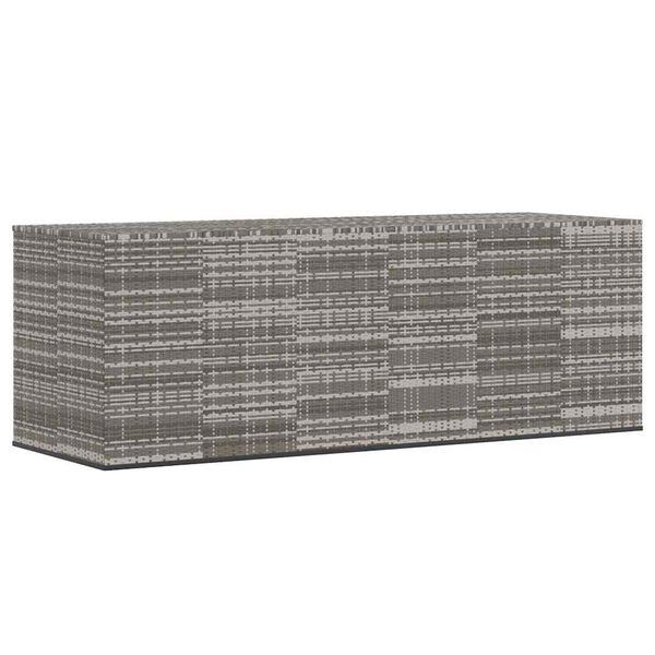 vidaXL Cushion Box Grey PE rattan, powder-coated steel Large Cushion Box