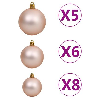 vidaXL Artificial Christmas Tree with LEDs&Ball Set White 70.9" PVC