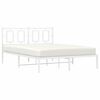 vidaXL Bed Frame White Powder-Coated Steel Full Bed Frame Rectangular