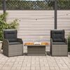 vidaXL Garden Lounge Set Grey Poly Rattan Medium Adjustable Armrests