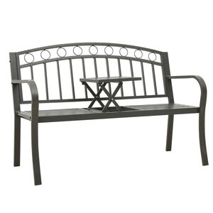 vidaXL Garden Bench Grey Powder-coated steel Medium Durable