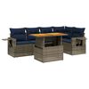 vidaXL 6 Piece Patio Sofa Set with Cushions Gray Poly Rattan