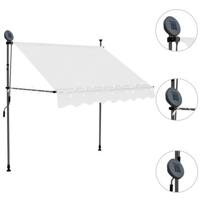 vidaXL Manual Retractable Awning with LED 59.1" Cream