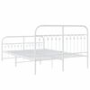 vidaXL Bed Frame White Steel Double Bed Frame Rectangular