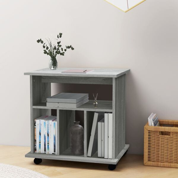vidaXL Rolling Cabinet Gray sonoma Engineered wood Medium-sized Rollable