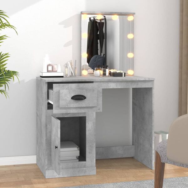 vidaXL Dressing Table Concrete gray Engineered wood, acrylic Medium