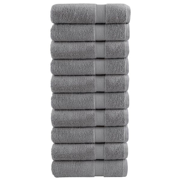 vidaXL Hand Towel Set of 10 Grey 100% cotton 19.7 x 39.4 in Hand Towel