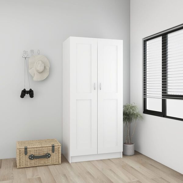 vidaXL Wardrobe White Engineered Wood Compact Wardrobe Rectangular