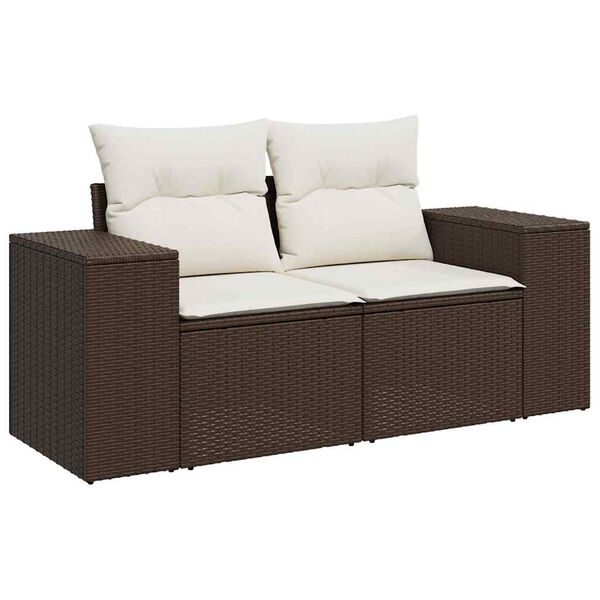 vidaXL Garden Sofa Set Brown and Cream White