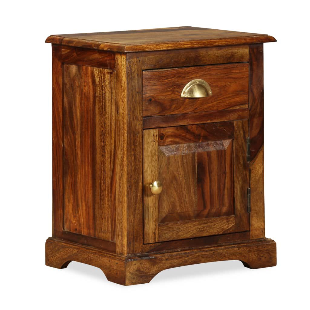 vidaXL Solid Sheesham Wood Bedside Cabinet with Drawer Sturdy End Nightstand 