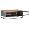 vidaXL Coffee Table Gray Solid Acacia wood, glass, powder-coated steel