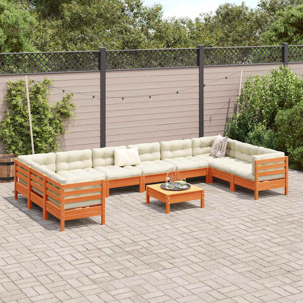 vidaXL Garden Sofa Set Wax brown and cream
