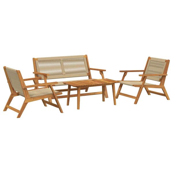 vidaXL Garden Chairs with Table 4 pcs Beige Solid Acacia wood