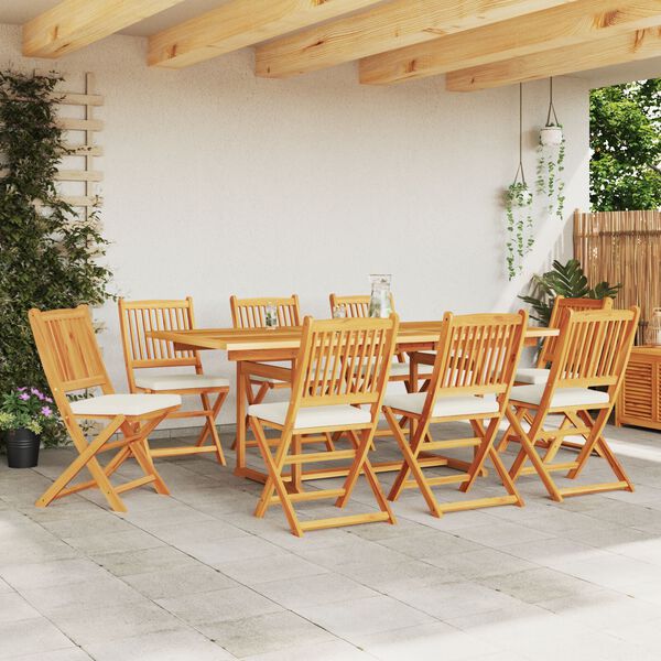 vidaXL Folding Chair 8 pcs White 49 x 57.5 x 92cm Solid Acacia wood