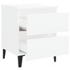 vidaXL Bed Cabinet White Engineered wood, Metal (legs) Medium Sleek