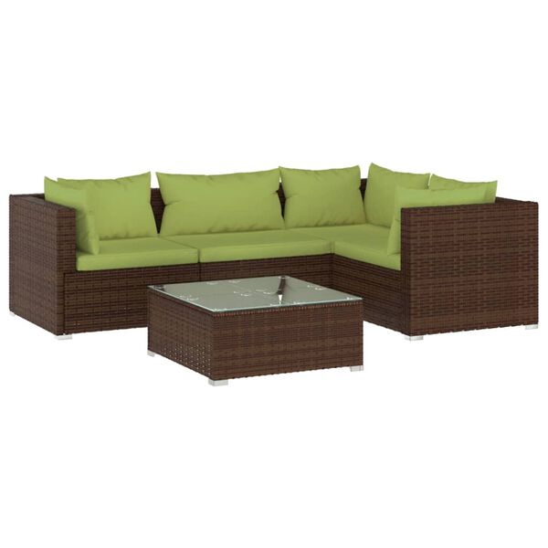 vidaXL Garden Lounge Set Brown, Green
