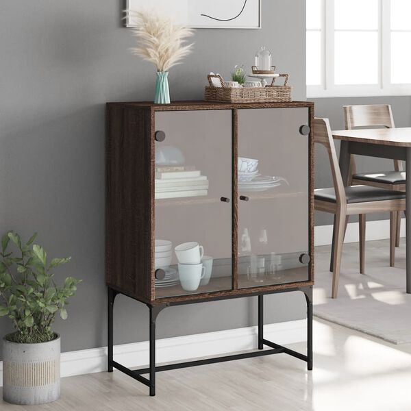 vidaXL Side Cabinet Brown Oak Engineered Wood 27.2x14.6x39.4 in