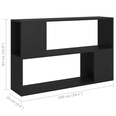 vidaXL Book Cabinet Black 39.4"x9.4"x24.8" Engineered Wood