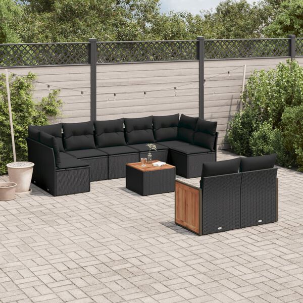 vidaXL Garden Sofa Set Black