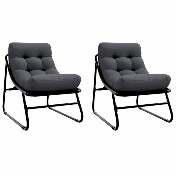 vidaXL Garden Furniture with Cushion 2 pcs Black 81 x 60.5 x 71 cm