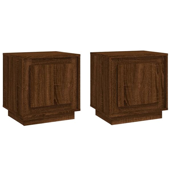 vidaXL Bedside Cabinet Set of 2 Brown Oak Engineered Wood Medium