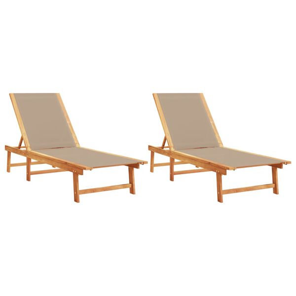 vidaXL Sun Lounger Taupe Solid acacia wood with oil finish, textilene fabric