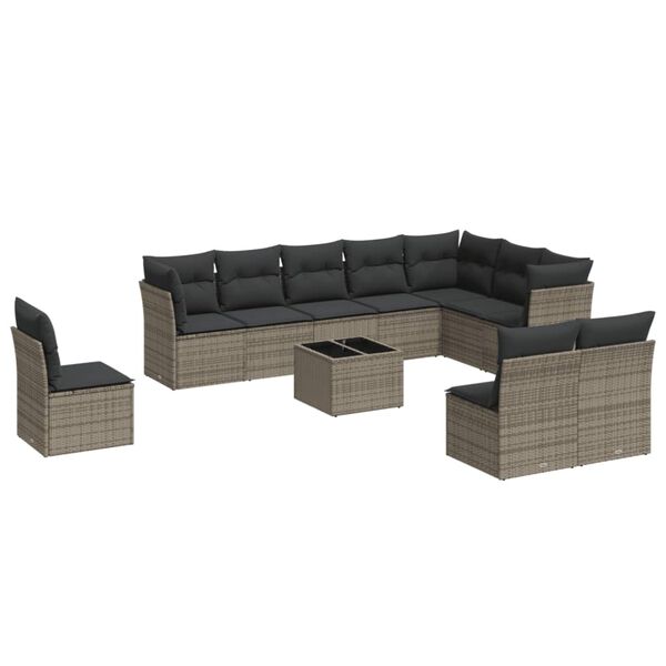 vidaXL Garden Sofa Set Grey PE rattan Large Modular Garden Sofa Set