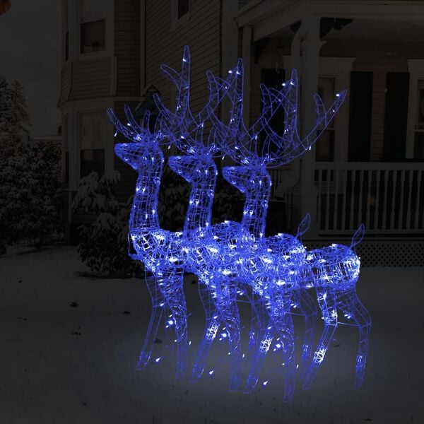 vidaXL Reindeer Christmas Decoration Set of 3 Blue Acrylic Large