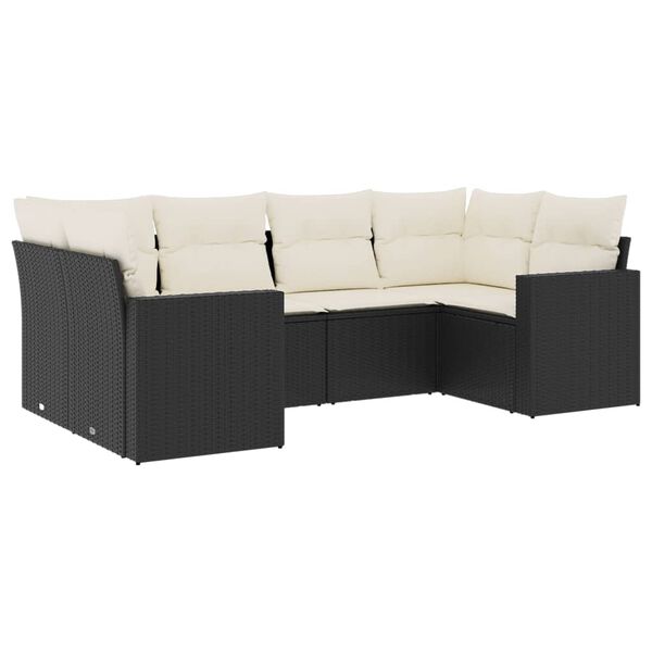 vidaXL Garden Sofa Set Set of 6 Black, Cream White