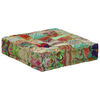 vidaXL Pouffe Green with multicolor patchwork 100% Cotton Medium Pattern