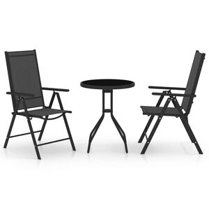 vidaXL Bistro Set Black Powder-coated aluminum, textilene, glass, steel