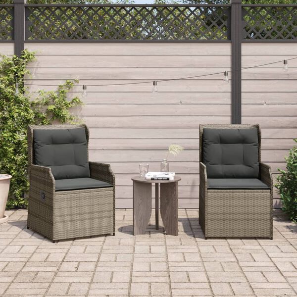 vidaXL Reclining Garden Chair Set of 2 Grey