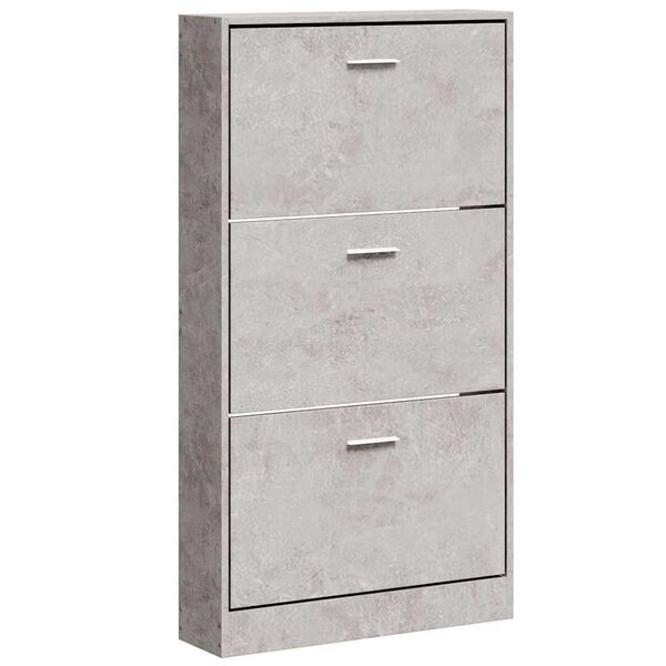vidaXL Shoe Cabinet Concrete Grey Engineered Wood 23.2 x 6.7 x 42.5 in