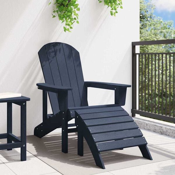vidaXL Adirondack Chair Navy Blue 32.28 x 29.13 x 36.22 in HDPE
