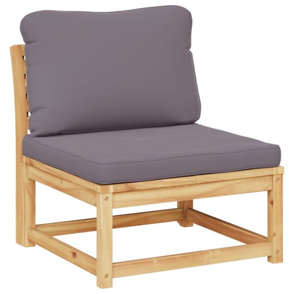 vidaXL Garden Sofa Dark Grey Solid Acacia Wood, Polyester, Foam Single