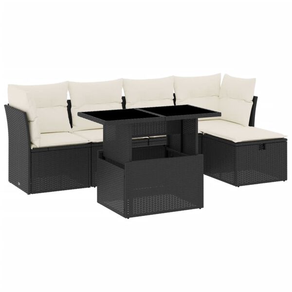 vidaXL Garden Sofa Set Black and Cream White