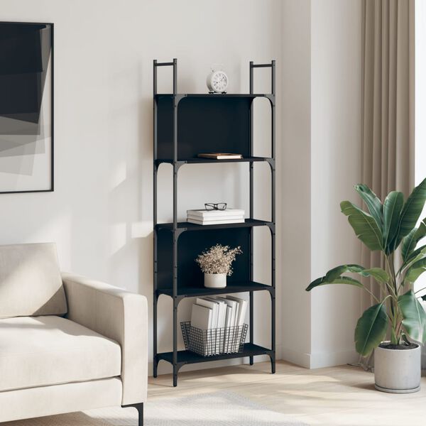 vidaXL Bookshelf Black Engineered wood Large Bookshelf Rectangular