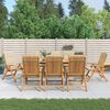 vidaXL Reclining Garden Chair Set of 8 Beige Teak wood Standard