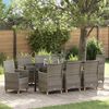 vidaXL Garden Dining Set 9 pcs Gray poly rattan