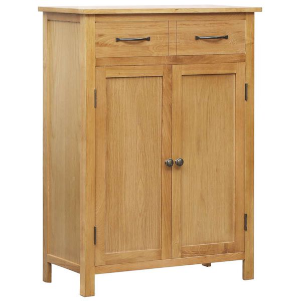 vidaXL Shoe Cabinet Natural Oak Solid Oak Wood, MDF with Oak Veneer Medium
