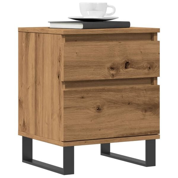 vidaXL Bedside Cabinet Artisan oak Engineered wood, Metal Standard