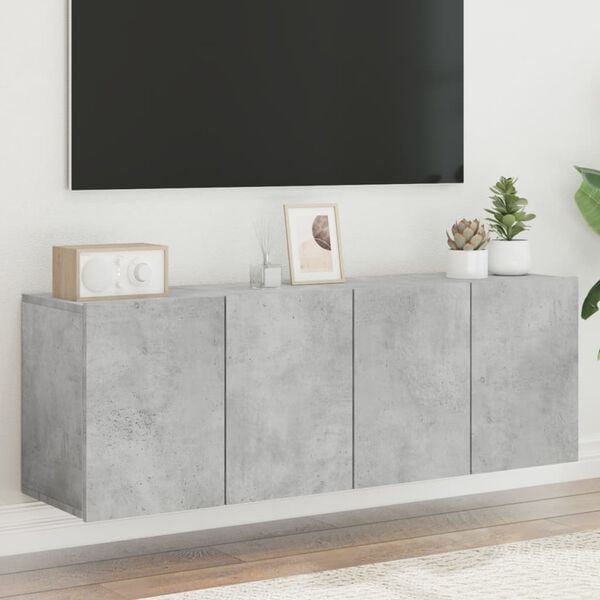 vidaXL TV Cabinet Set of 2 Concrete Grey Engineered Wood Medium