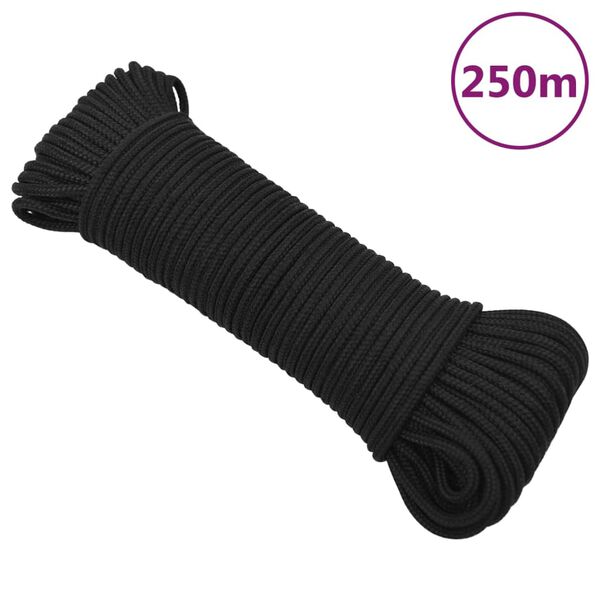 vidaXL Boat Rope Full Black 0.12 " 820.2 ' Polypropylene