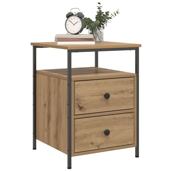 vidaXL Bedside Cabinet Set of 2 Artisan oak Engineered wood, metal