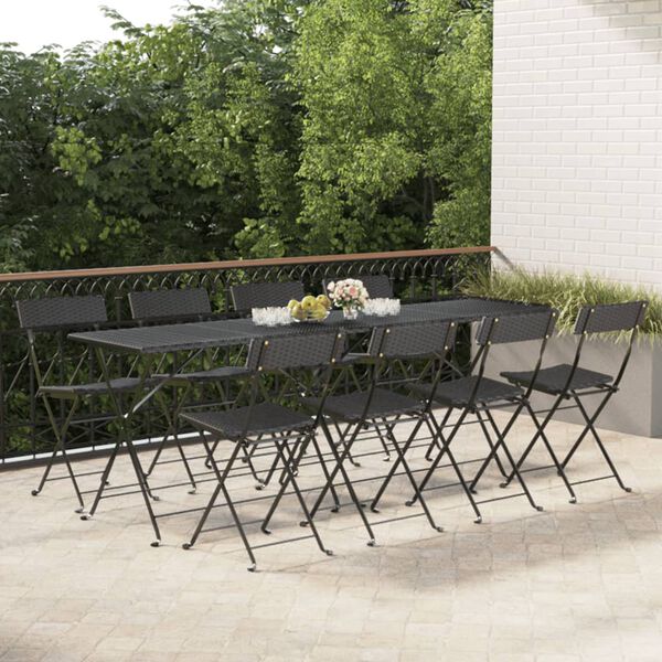 vidaXL Folding Bistro Chair Set of 8 Black
