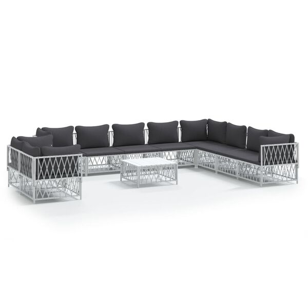 vidaXL Garden Lounge Set White, Dark Grey