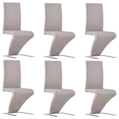 vidaXL Dining Chairs with Zigzag Shape 6 pcs Cappuccino Faux Leather
