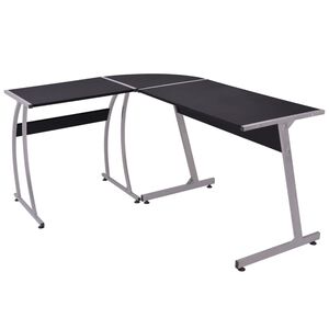 vidaXL Desk Black Engineered wood with PVC cover and metal frame Large